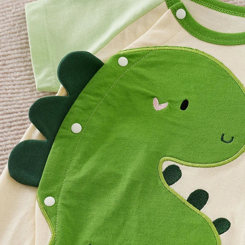 Bonito dos desenhos animados em forma de animal roupas de algodão roupas de bebê verão 0-2 anos de idade bebê de uma peça de manga curta macacão recém-nascido