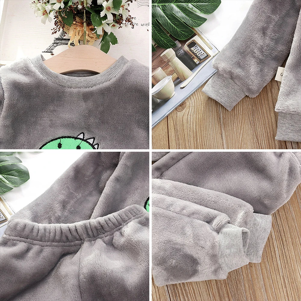 Urso líder meninas conjuntos de roupas inverno flanela homewear conjunto pijamas infantis meninos e meninas grosso coral veludo conjunto de duas peças