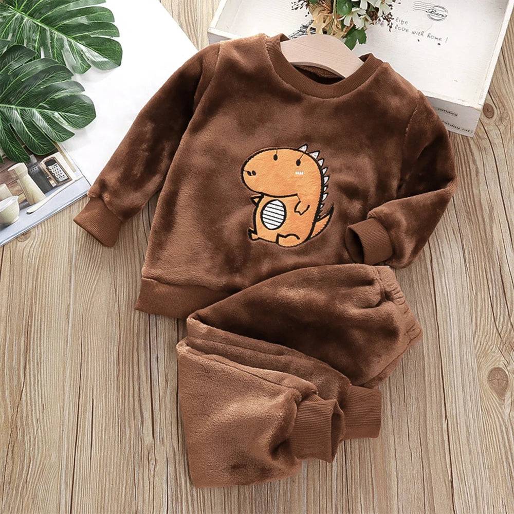 Urso líder meninas conjuntos de roupas inverno flanela homewear conjunto pijamas infantis meninos e meninas grosso coral veludo conjunto de duas peças