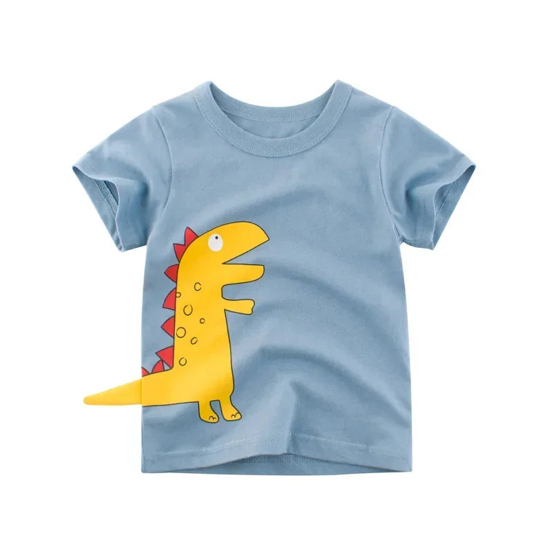 2025 verão crianças 3d dos desenhos animados camiseta para menino impressão animal dinossauro tubarão meninos t camisa meninas topos camisetas dos desenhos animados crianças roupas