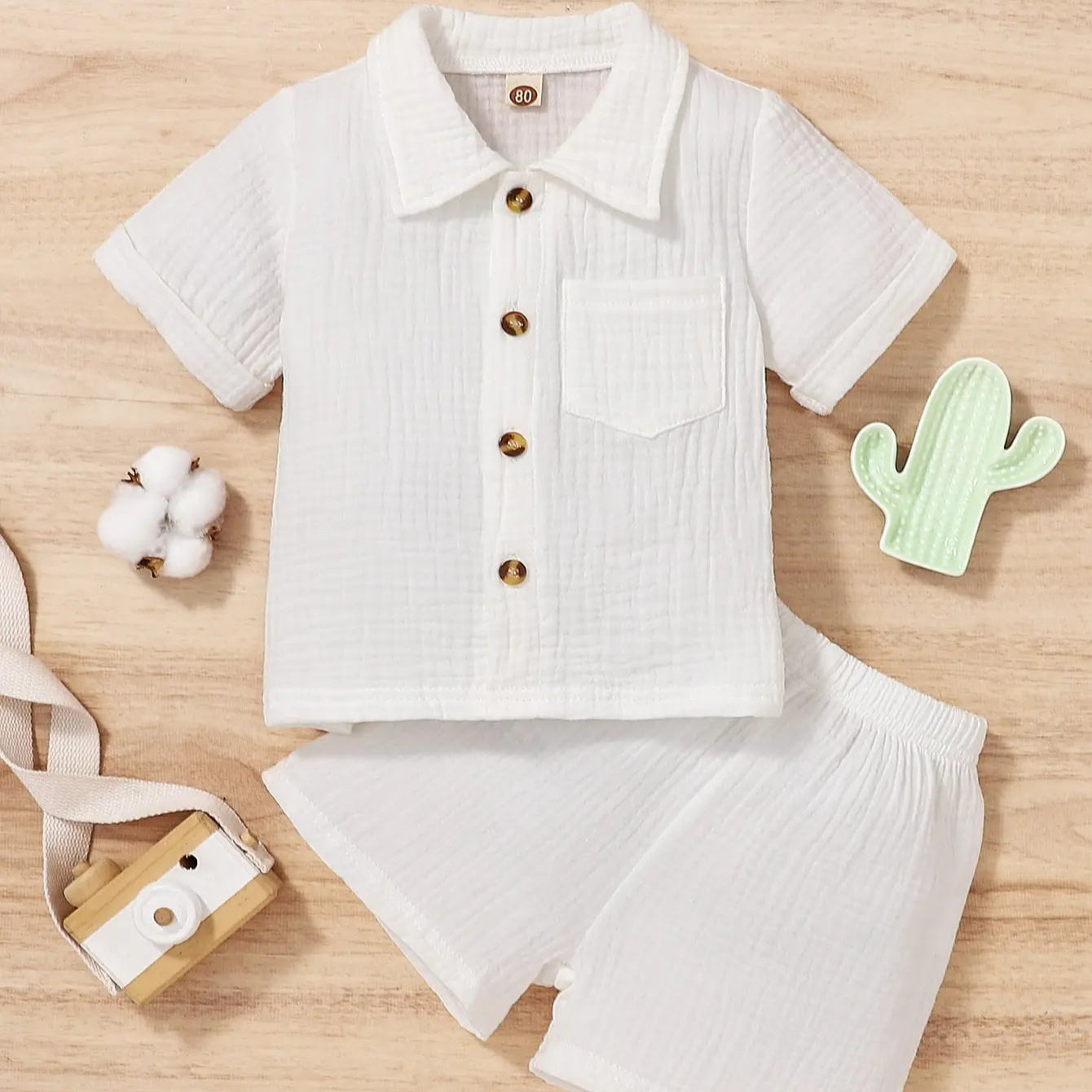 Algodão branco verão lapela shorts de manga curta tecido pele amigável confortável solto adequado para esportes ao ar livre terno de passeio