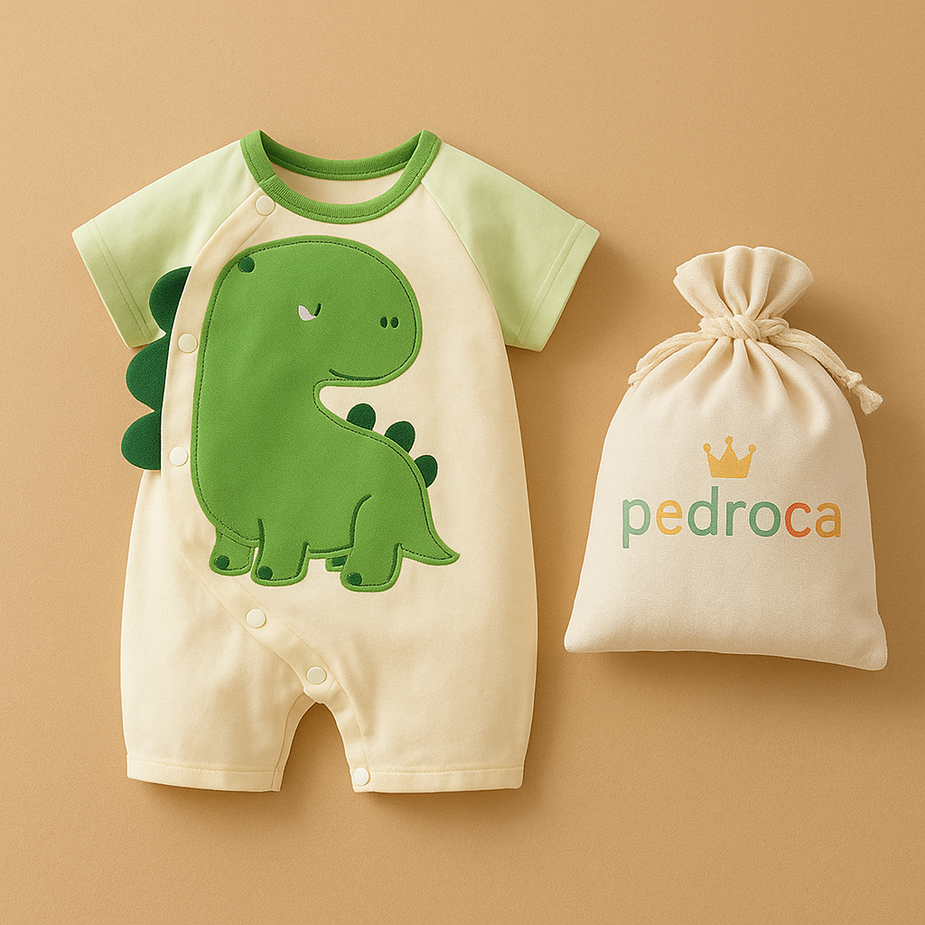 Macacão Dino Algodão Pima para Bebês