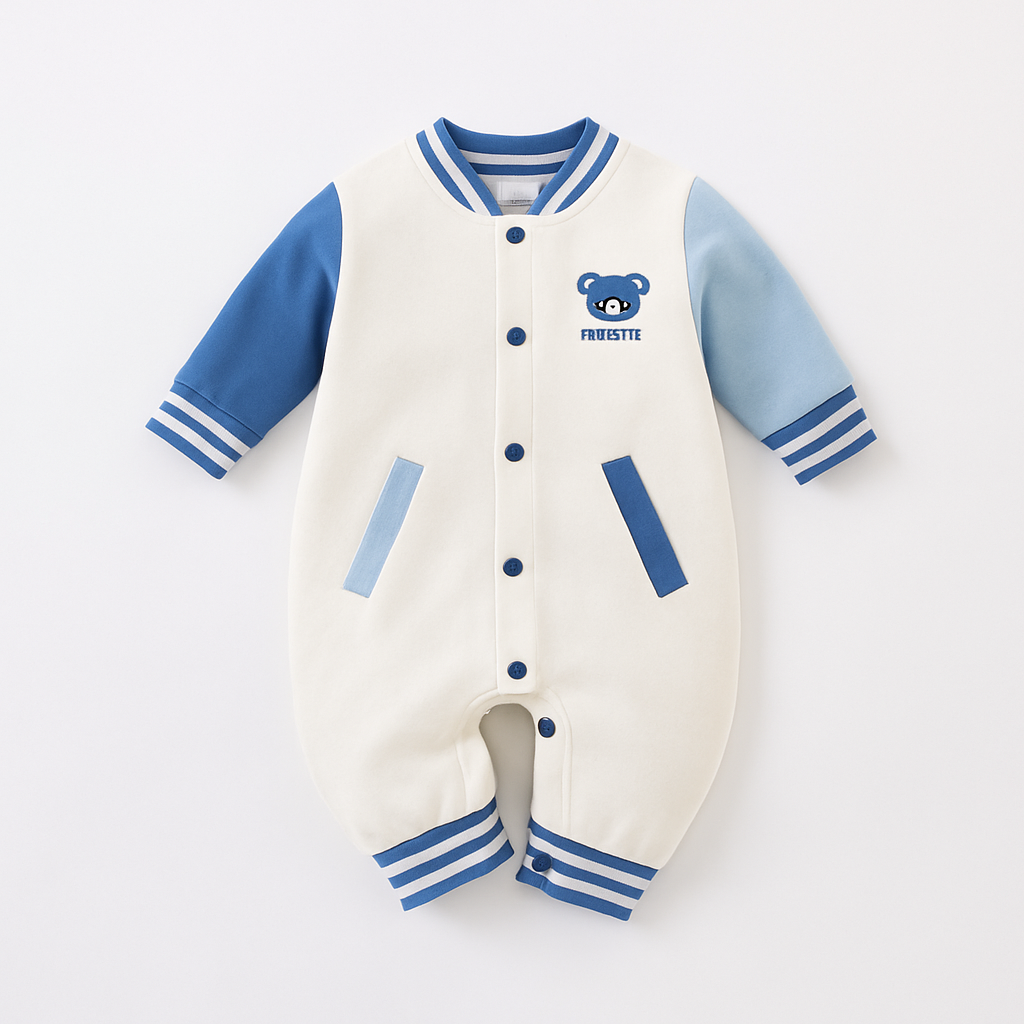 Macacão Algodão Pima com Bordado de Urso