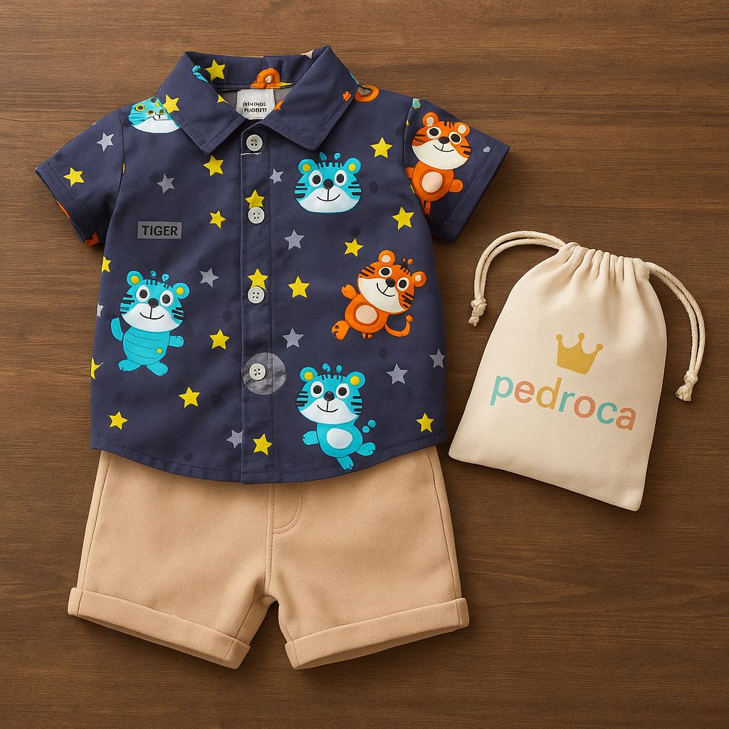 Conjunto Infantil Tigrinho Gola Padre