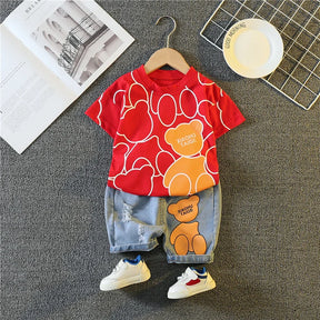 Novo verão roupas do bebê meninas terno crianças meninos moda dos desenhos animados camiseta shorts 2 pçs/sets criança traje casual crianças agasalhos