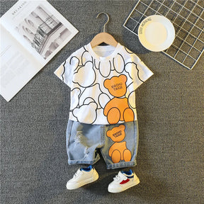 Novo verão roupas do bebê meninas terno crianças meninos moda dos desenhos animados camiseta shorts 2 pçs/sets criança traje casual crianças agasalhos