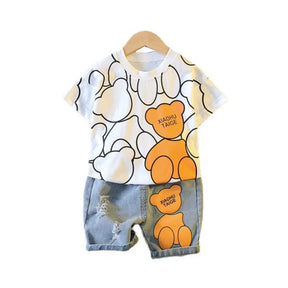 Novo verão roupas do bebê meninas terno crianças meninos moda dos desenhos animados camiseta shorts 2 pçs/sets criança traje casual crianças agasalhos