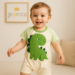 Macacão Dino Algodão Pima para Bebês