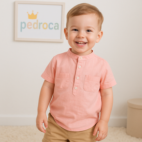 Camisa Infantil Gola Padre Linho